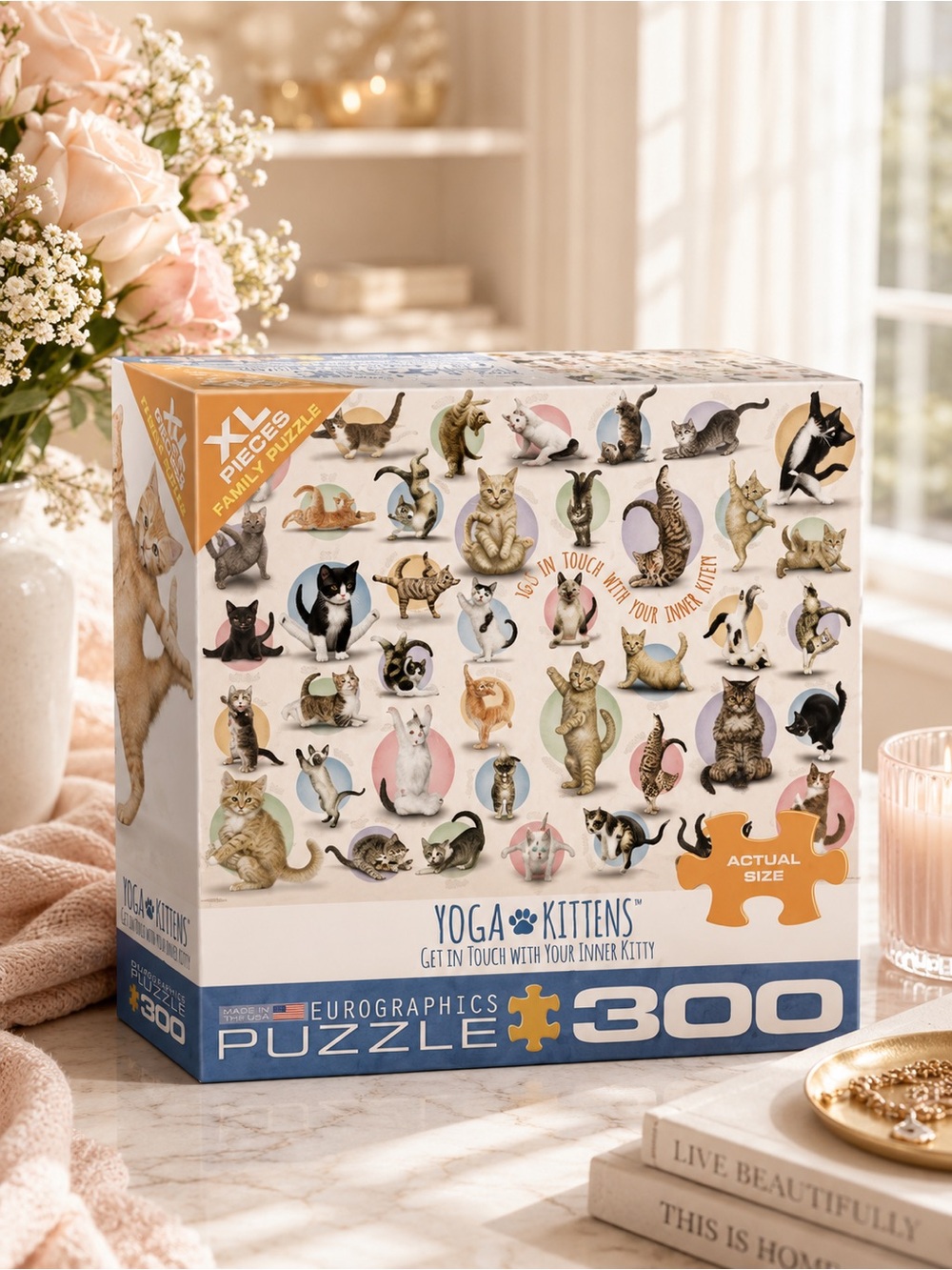 Eurographics Yoga Kittens 300 Piece Puzzle | Cute Cat Family Jigsaw Game
